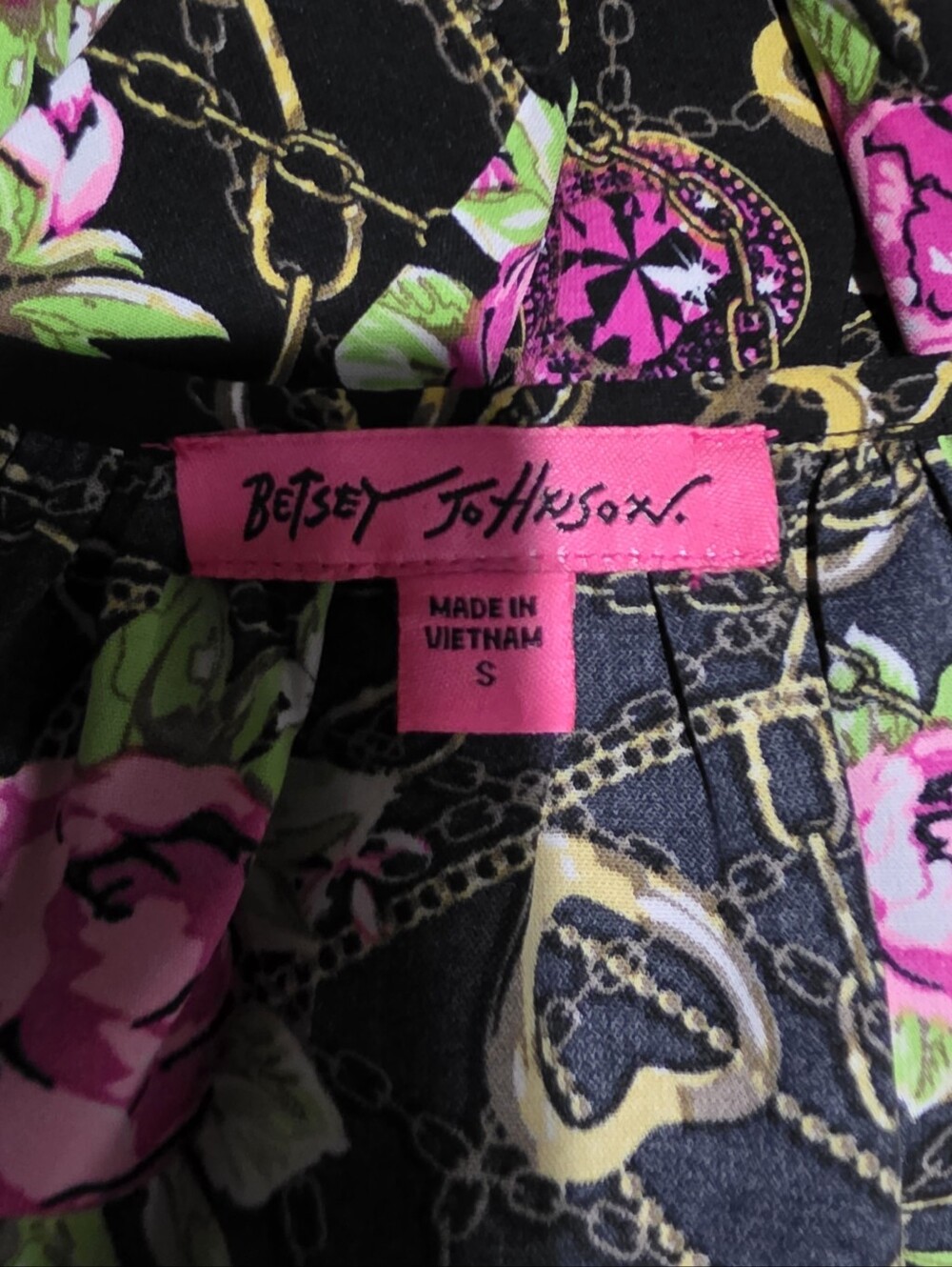 Betsey Johnson Secret Garden Top Peasant Rose Chain Key Size Small Floral - Picture 2 of 10
